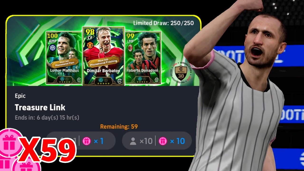 Free EPIC 😍🔥 X59 Treasure Link FREE Chance Deal!! Pack Opening eFootball 2026 Mobile | 105 Chiellini