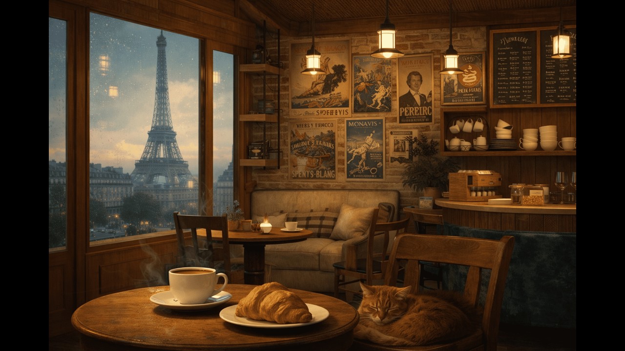 Peaceful Paris Café Jazz ☕ | Cozy French Coffee Shop Ambience & Smooth Jazz for Study, Relax & Sleep