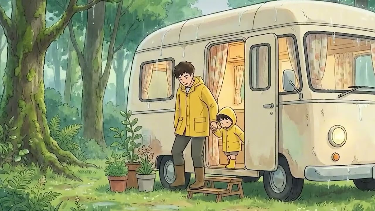 🌧️ Rainy Day Road Trip 🚐 | Cozy Mobile Home Living & Cooking 🍲 | Relaxing Ghibli ASMR Journey