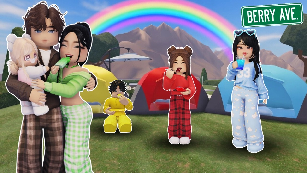 HACEMOS PIJAMADA DE COLORES CON MI ESPOSO E HIJOS *RETO* EN BERRY AVENUE ROBLOX #roblox