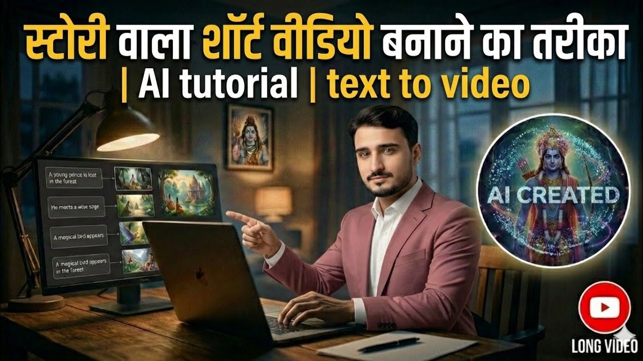 स्टोरी वाला शॉर्ट वीडियो कैसे बनाएं | AI Text to Video Tutorial हिंदी में | YouTubeGyanHub 
