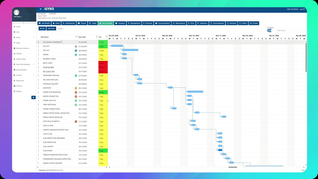 iGyro Gantt Chart Intro - Simplify Your Building Projects in Australia