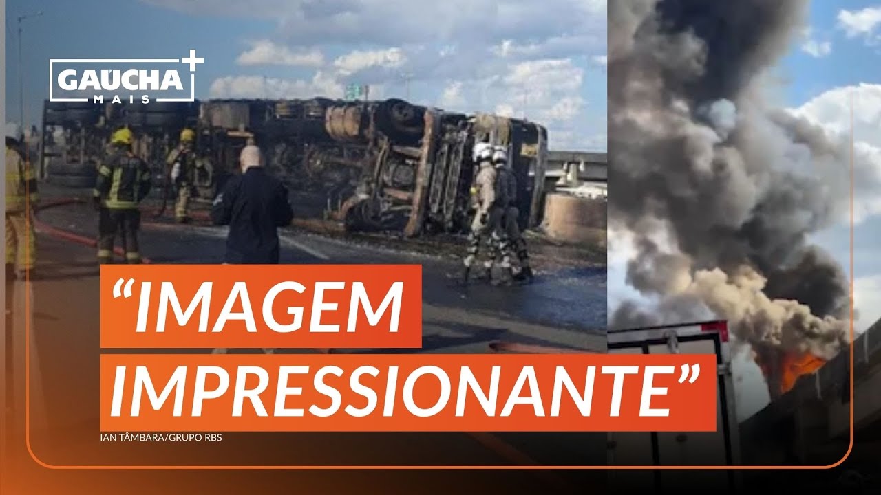 VEJA IMAGENS DE CAMINH&Atilde;O QUE TOMBOU E PEGOU FOGO NA BR-448 | Ga&uacute;cha+