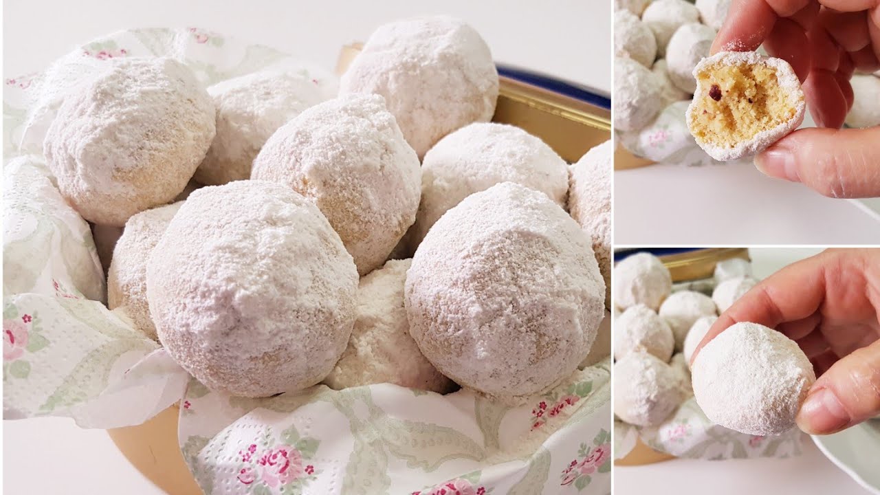 كوكيز كرات الثلج بالفول السودانى snowball cookies