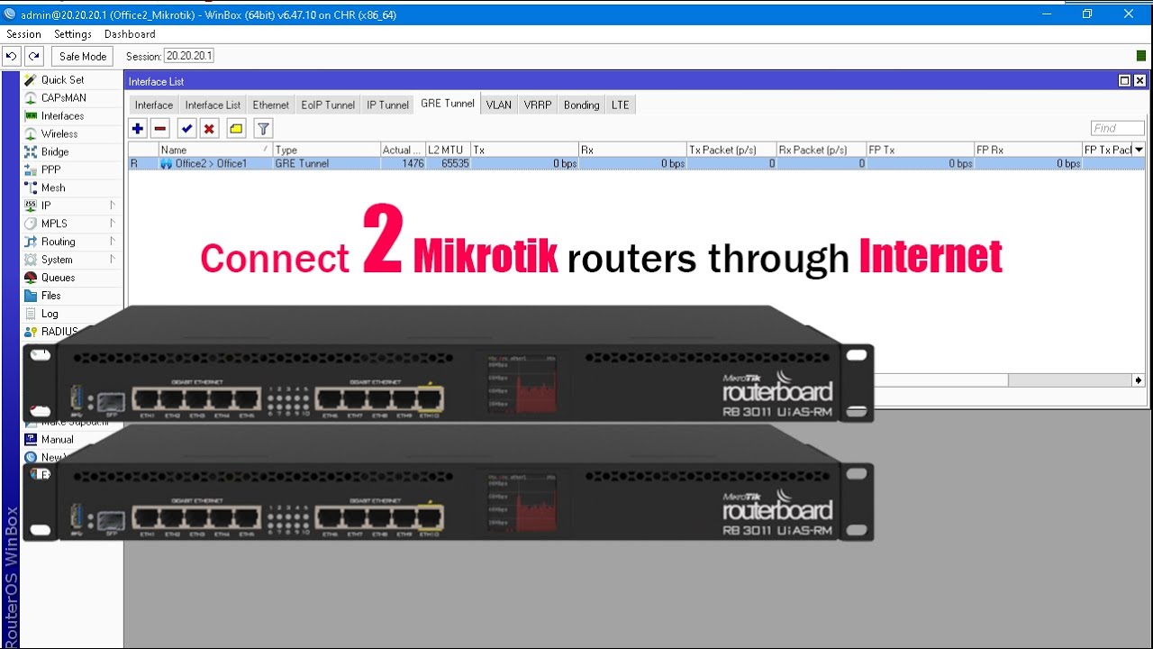 How to connect 2 Mikrotik routers over Internet - GRE Tunnel