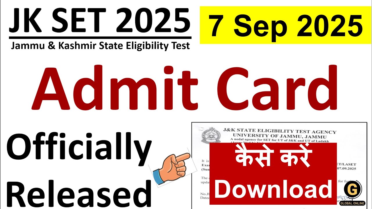 JKSET 2025 Admit Card Released | Jammu Kashmir SET Exam Official Notice | Paper 1 Preparation