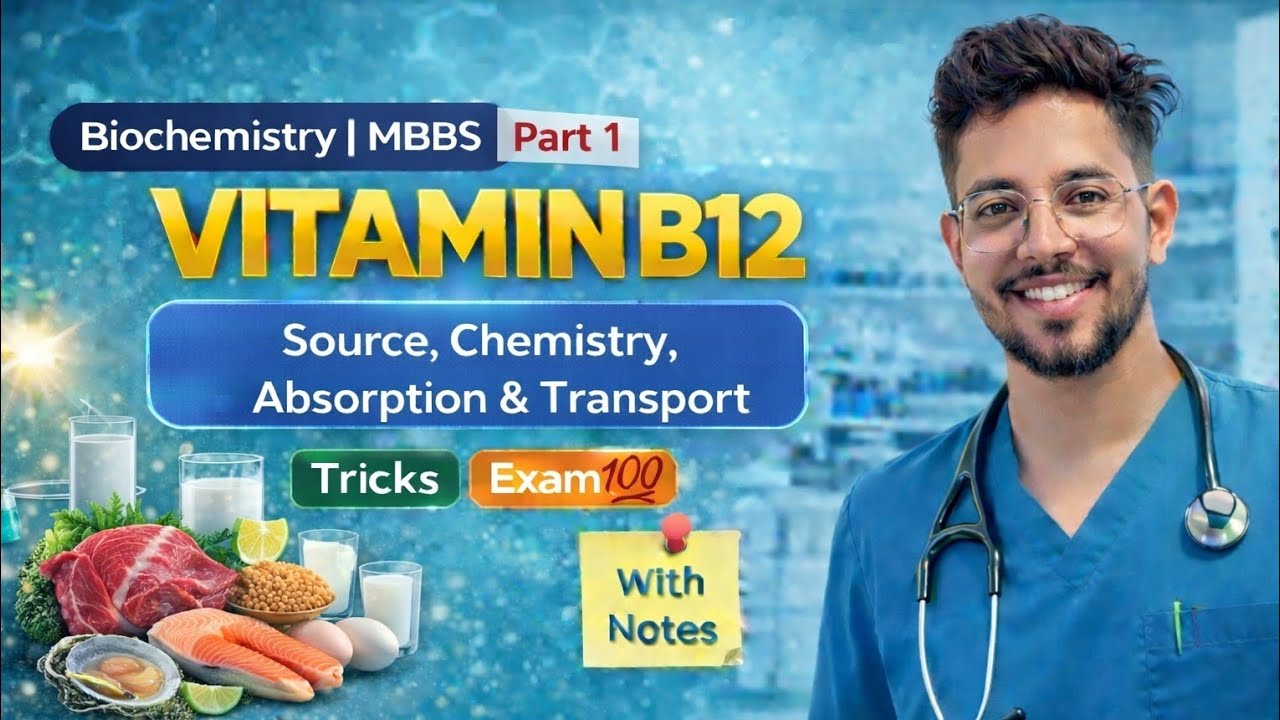 Vitamin B12🥚: Source, Chemistry, Absorption & Transport | For 1st year MBBS | Biochemistry 