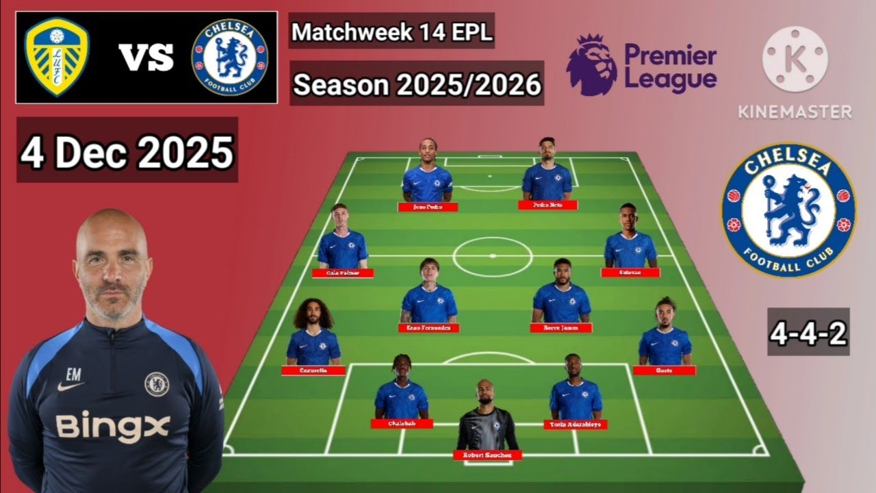 Today Match !! Leeds United vs Chelsea Line Up 4-4-2 With Palmer Matchweek 14 EPL Season 2025/2026