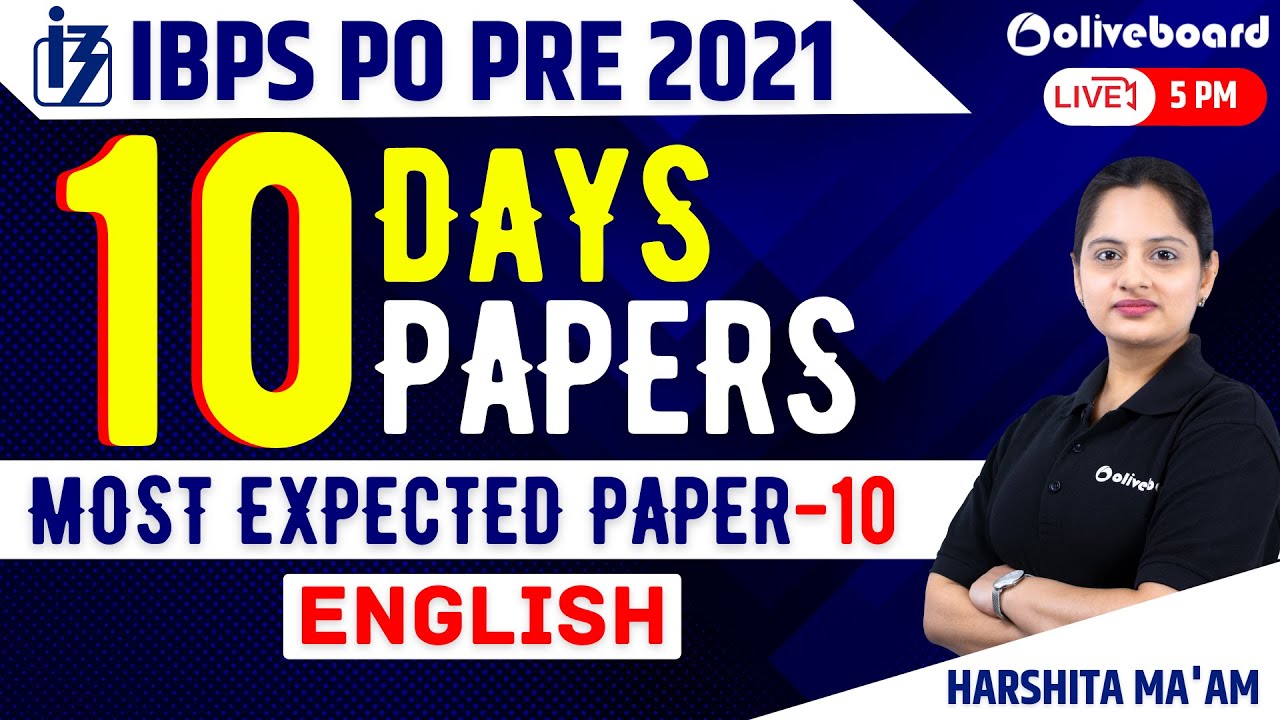 IBPS PO 2021 | 10 Days 10 Papers | Paper - 10 | IBPS PO Pre English Mock Test 2021 | Harshita Ma'am