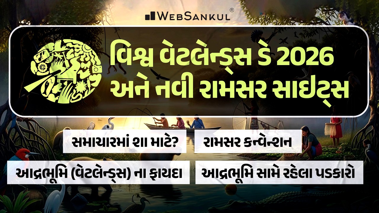 વિશ્વ વેટલેન્ડ્સ ડે 2026 અને નવી રામસર સાઇટ્સ | World Wetlands Day 2026 and new Ramsar sites