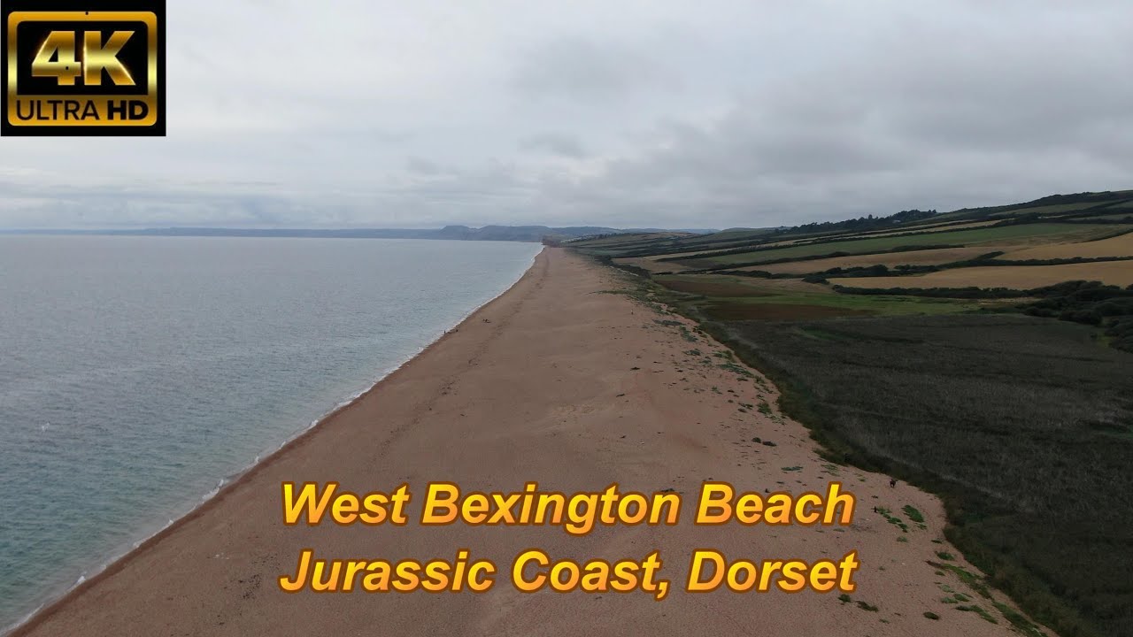 West Bexington Beach, Jurassic Coast, Dorset, UK By Drone - 4K