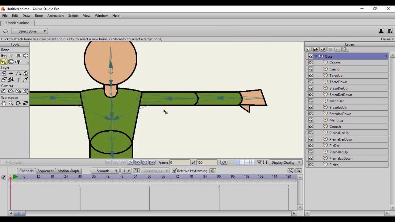 Tutorial Anime Studio pro 11 - Cómo crear un personaje sencillo - Animar el orden de las capas