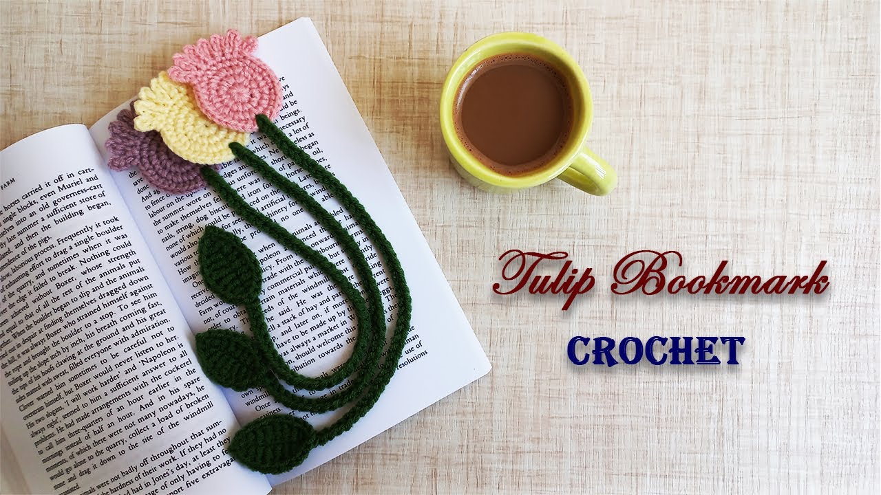 Tulip bookmark crochet tutorial for beginners | crochet bookmark