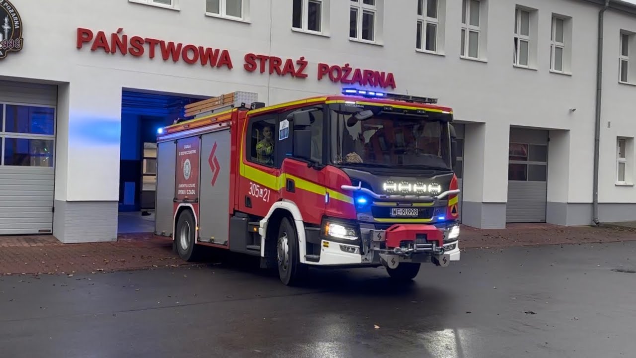 [Alarmowanie] Wyjazd alarmowy 305[W]21 GBARt 2,5/28 Scania P360 do zdarzenia. JRG 5 Warszawa.