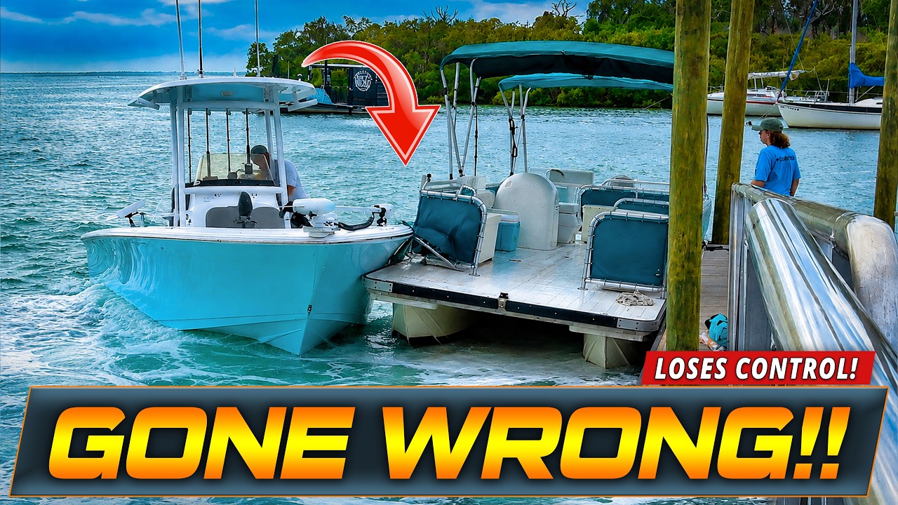CAPTAIN LOSES CONTROL AND SLAMS INTO ANOTHER BOAT! | ANCLOTE BOAT RAMPS | WAVY BOATS