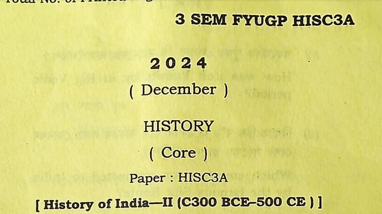 BA 3rd semester history core major question paper history of India Dibrugarh University FYUGP 2024