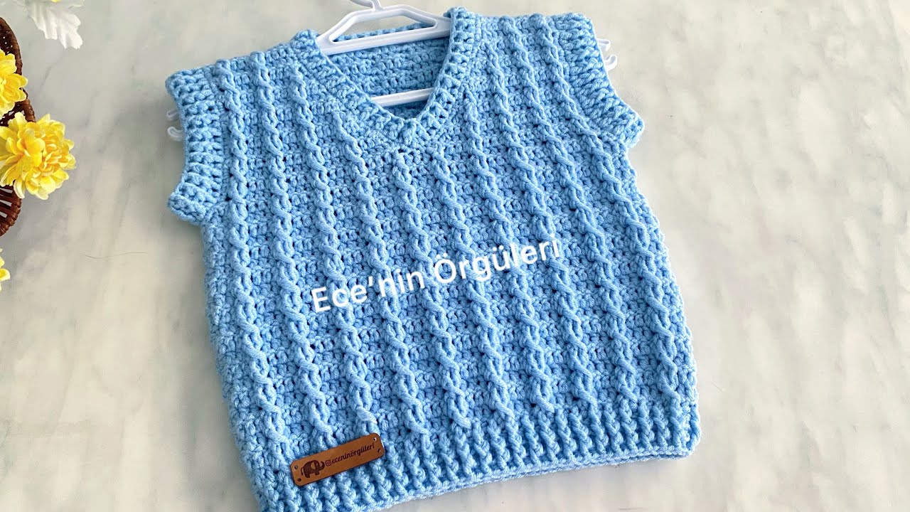 Easy Crochet Baby Sweater / Kolay Tığ işi Bebek Süveteri /6 ay