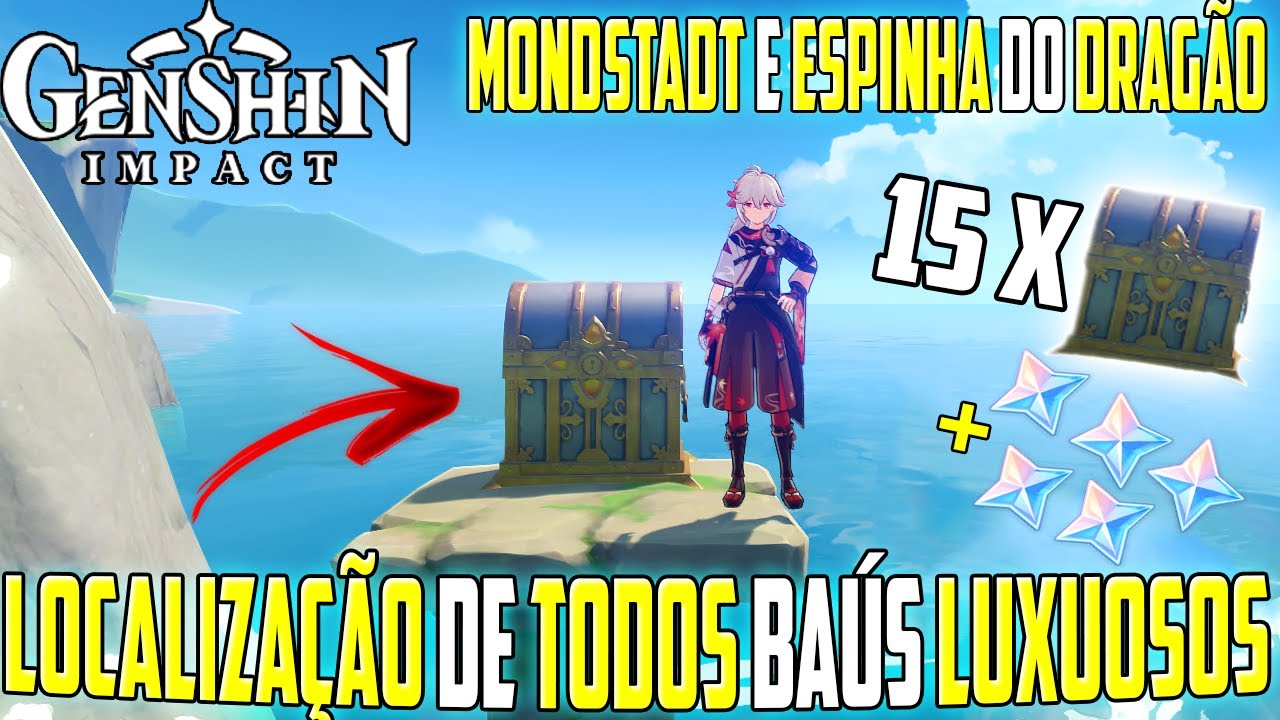 ROTA COMPLETA de TODOS BAÚS LUXUOSOS De MONDSTADT / ESPINHA do DRAGÃO LOCALIZAÇÃO - Genshin Impact