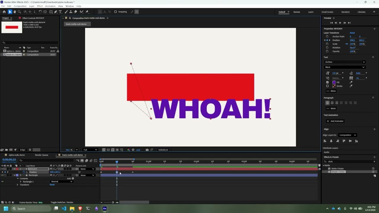 After Effects — Track Mattes and Null Objects