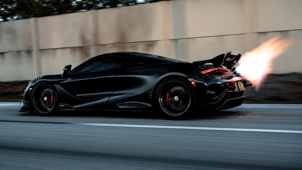 1 Hour | Flamethrower Mclaren 765LT Pure Exhaust ASMR TV Background 4K