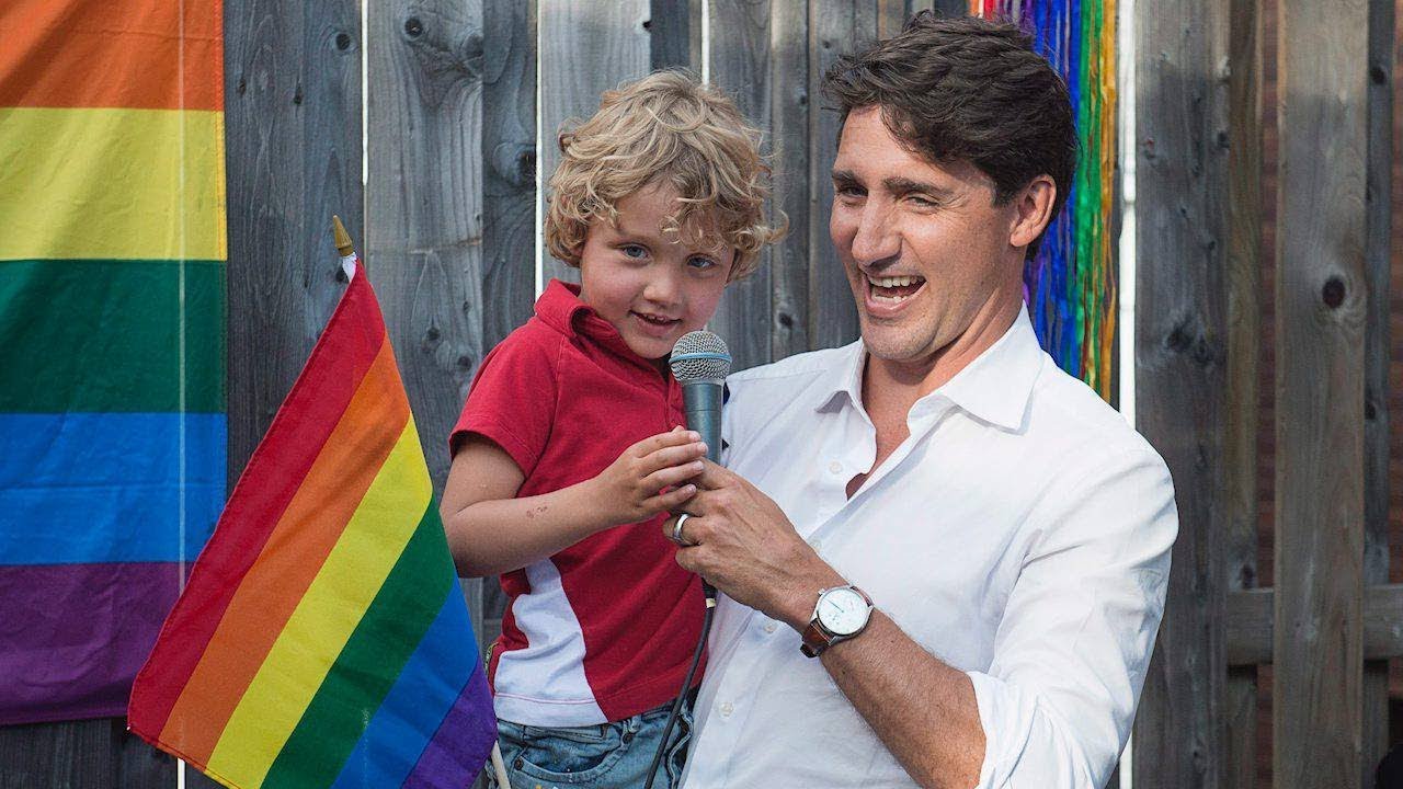 Justin Trudeau attends Fredericton Pride event with youngest son