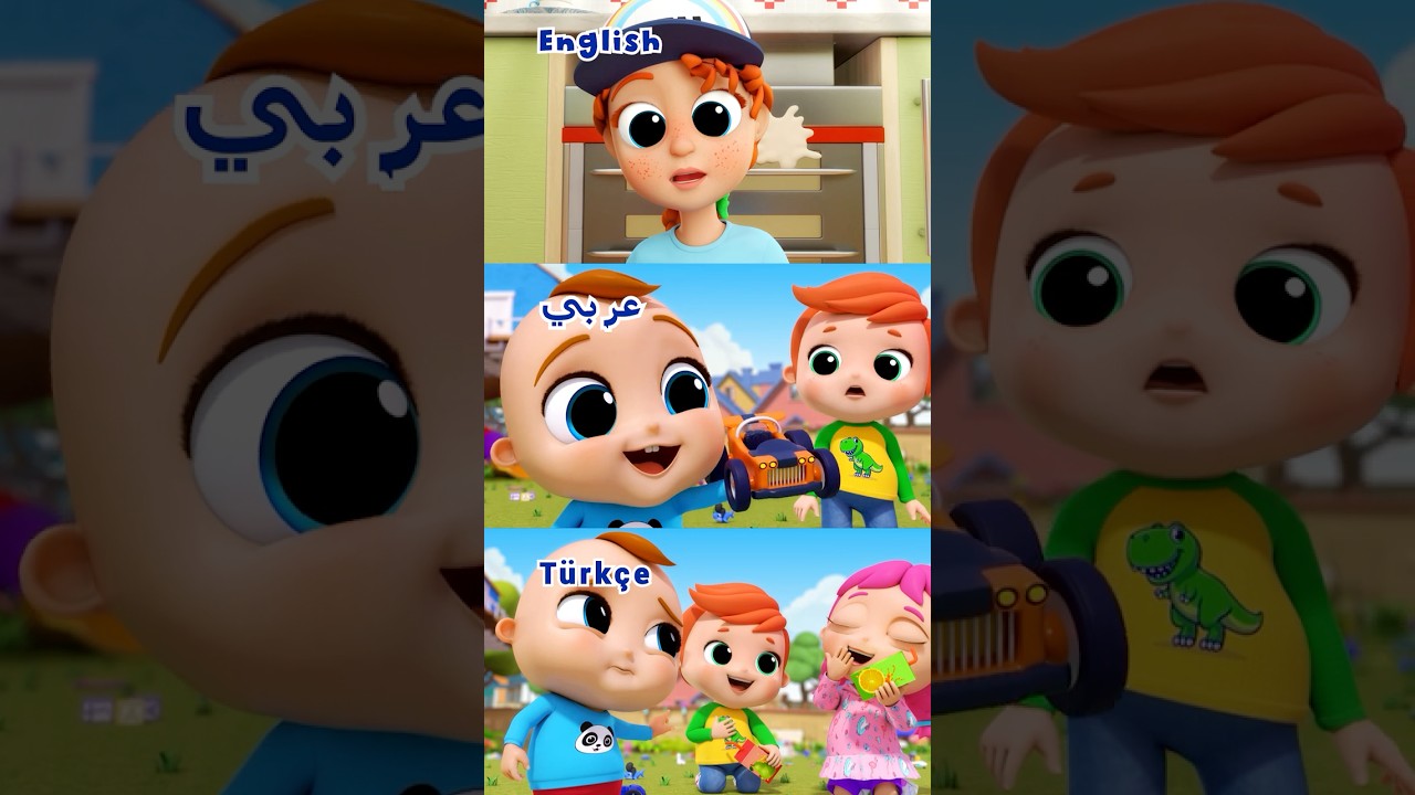 Learn languages with Baby John! Babysitter BUT in Arabic and Turkish #LittleAngel Nursery Rhymes