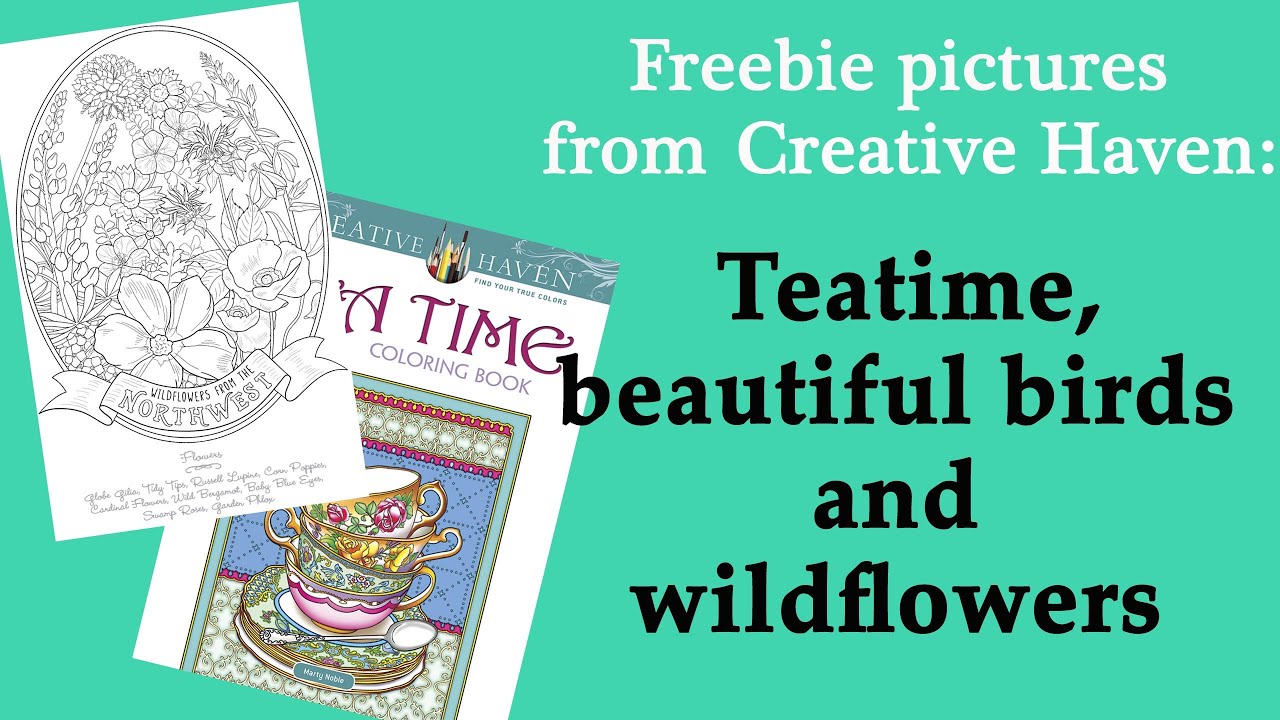 Freebie pictures from 'Creative Haven' books: wildflowers, birds, gardens #coloring #adultcoloring