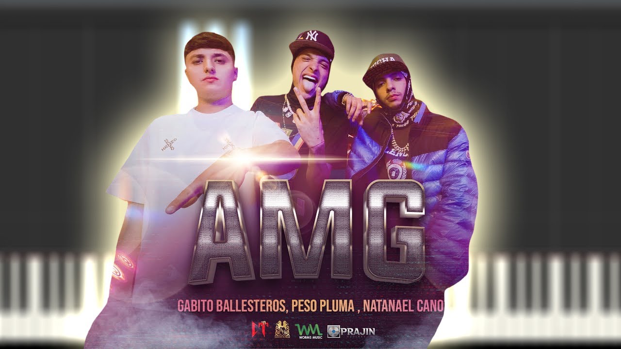 Natanael Cano x Gabito Ballesteros x Peso Pluma - AMG | Piano Tutorial / Partitura / Karaoke / MIDI