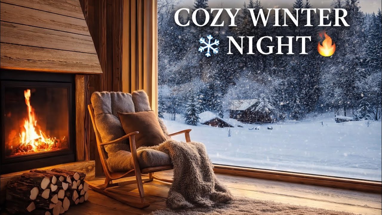 ❄️🔥 3 Hours Cozy Fireplace & Snowfall Sounds | Winter Ambience for Sleep, Relax & Study