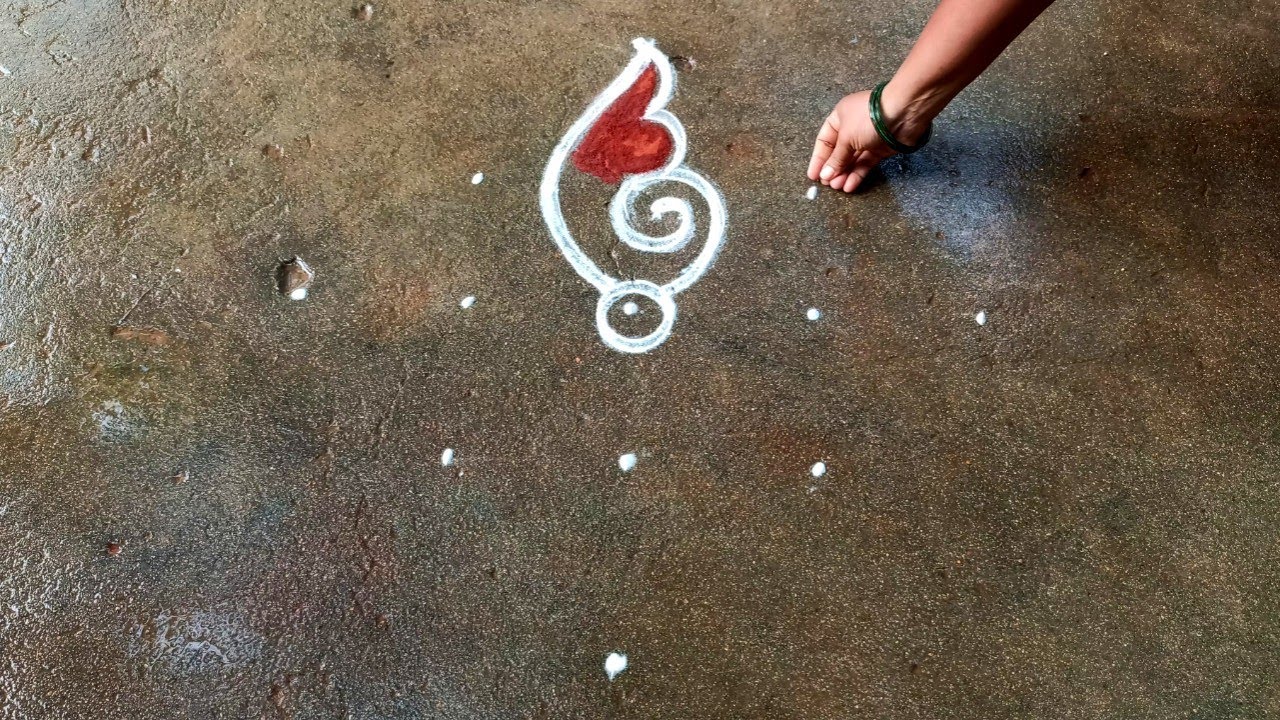 Chithirai madham sangu kolam|easy muggulu|5*1 dots saturday sangu kolam|Begginers Super rangoli