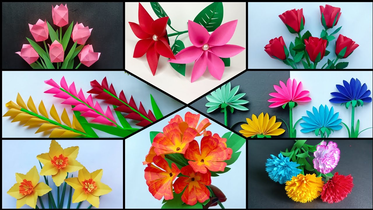 New ! Paper Flowers || 8 Different and Beautiful Paper Flower Craft Ideas || Room Decoration Ideas 