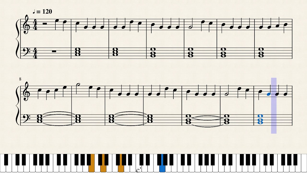 Eine Insel mit zwei Bergen (chord exercise)