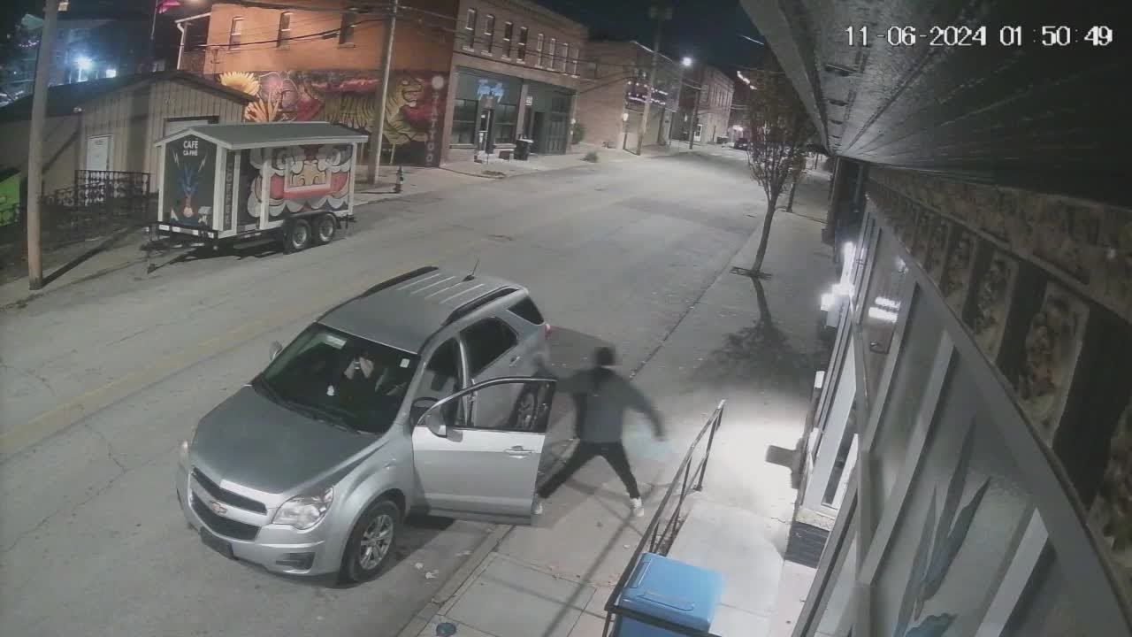 Surveillance video captures vandalism at River Market cafe