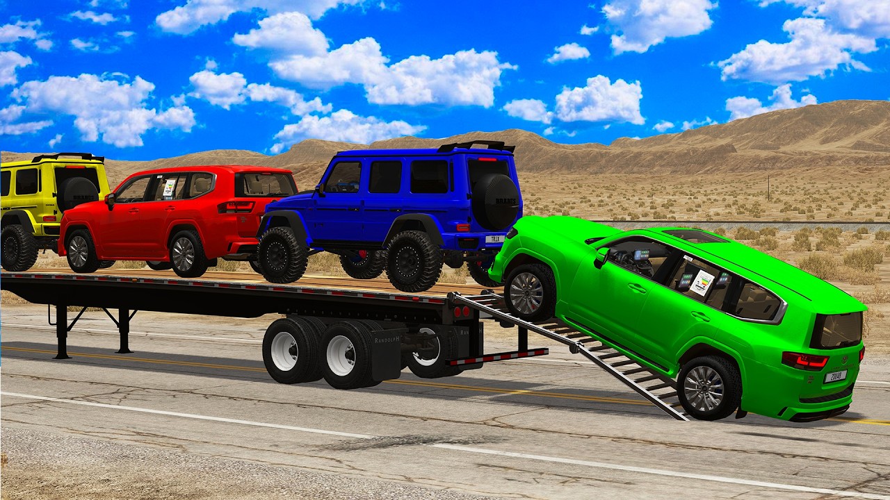 Flatbed Truck McQueen | Transportation with Truck - Pothole vs Car #1| BeamNG.Drive Gameplay