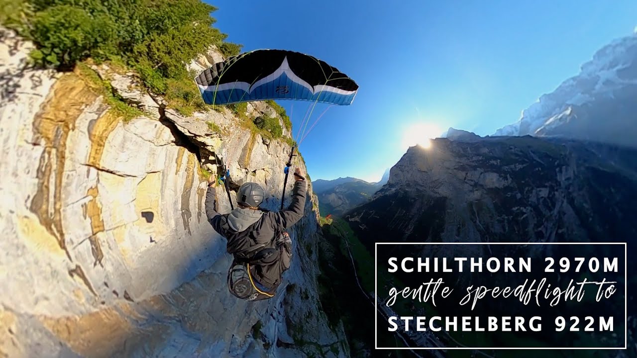 Gentle speedflight from Schilthorn (2970m) to Stechelberg Suisse