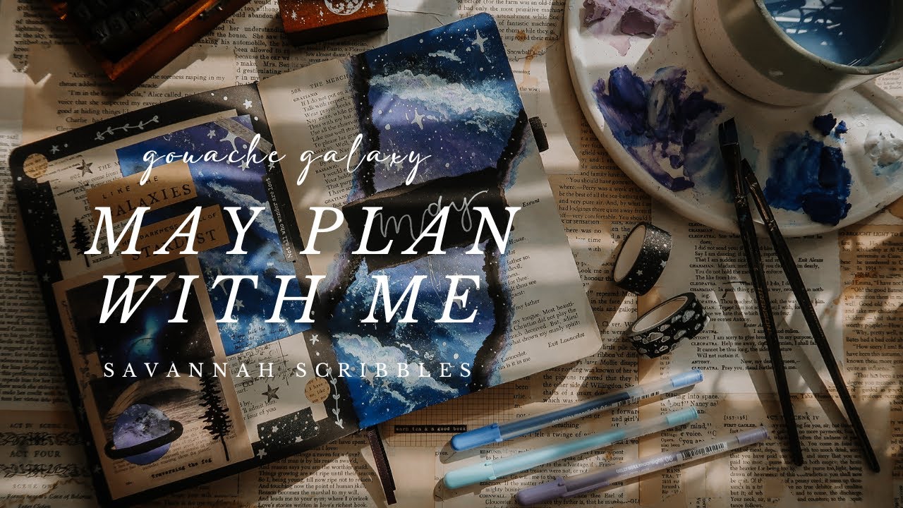Май 2024 Plan With Me I Galaxy Theme I Black Page Bujo 🌌