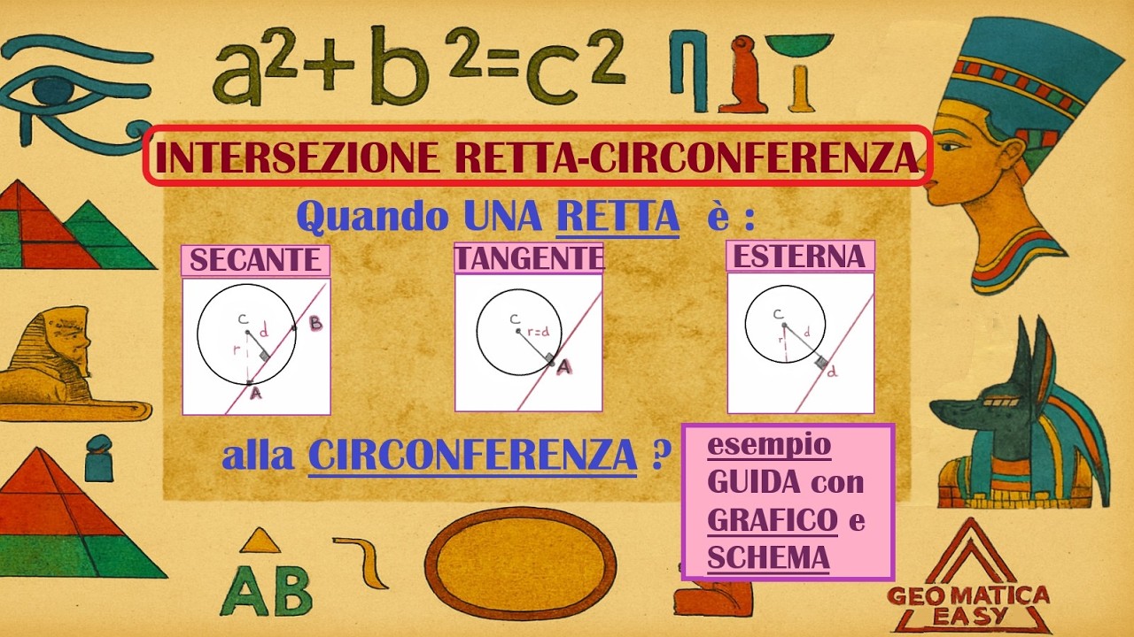 INTERSEZIONE RETTA CIRCONFERENZA: secante, tangente ed esterna; Svolgimento Esercizio con Grafico! 📐