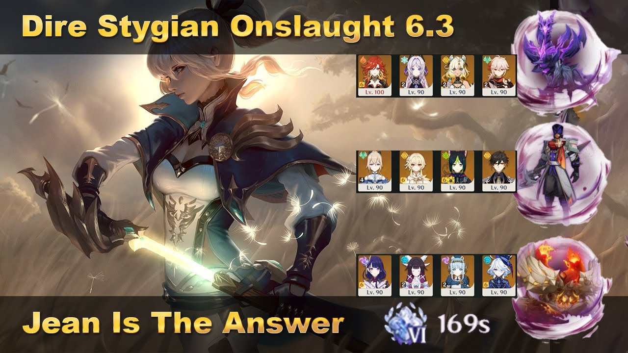 Genshin Impact Dire Stygian Onslaught 6.3 (169sec) Jean is the answer