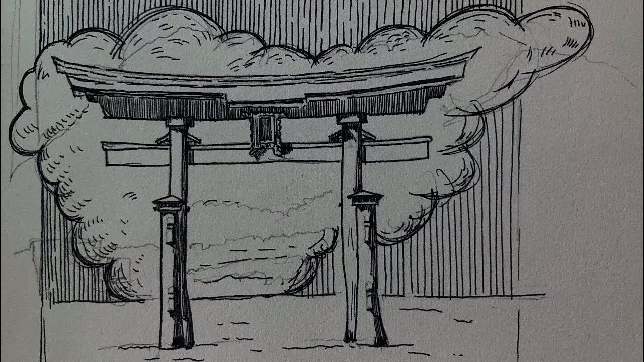 How to draw Torii Gate - Japan