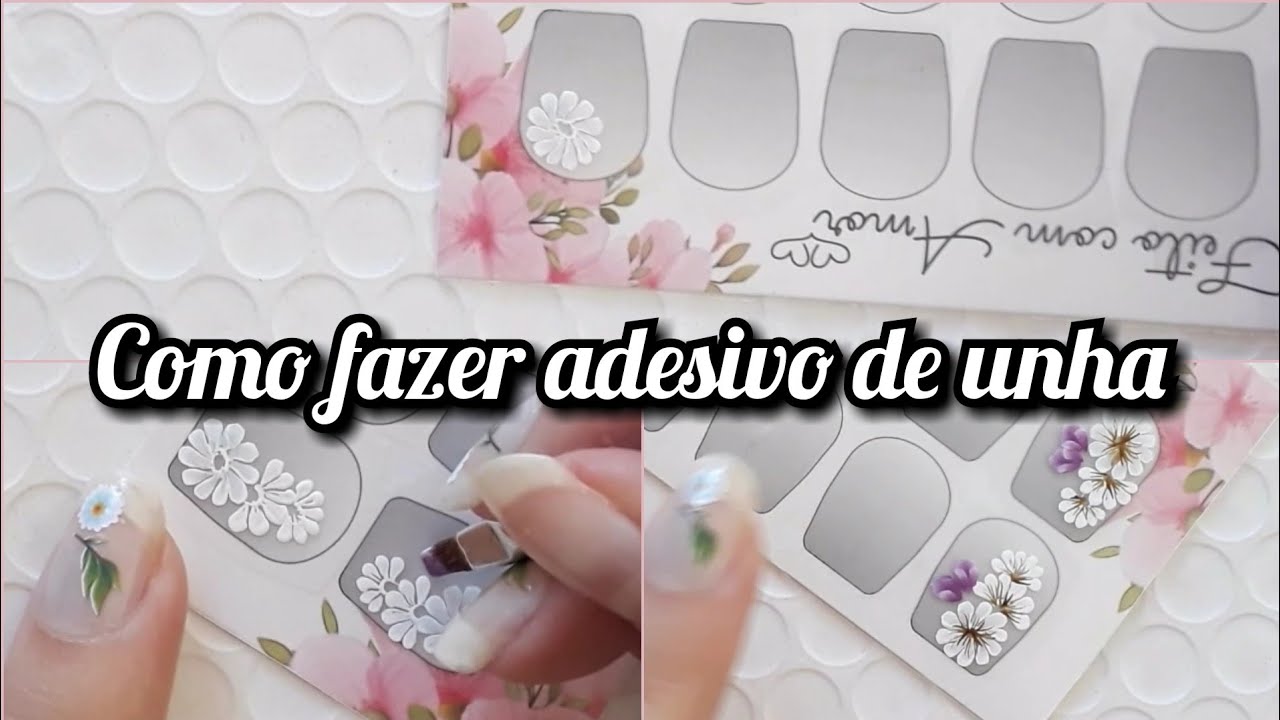 Como fazer adesivo de unha | margaridas muito fácil de fazer passo a passo