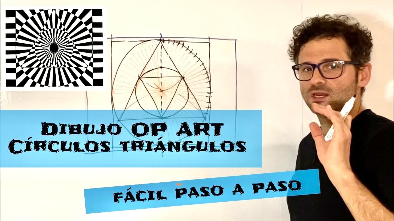 Dibujo de Op Art con figuras geométricas inscritas