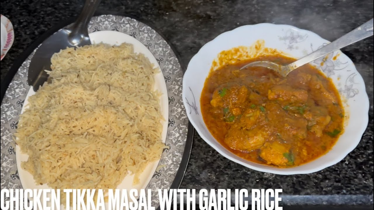 Chicken Tikka Masala with Garlic Rice Recipe | Restaurant Style at Home | Easy & Delicious 🍗😋