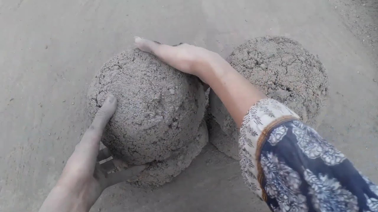 Reused cement bowls 🔥 Dry floor ASMR crumbling+water bucket crumbling video💦