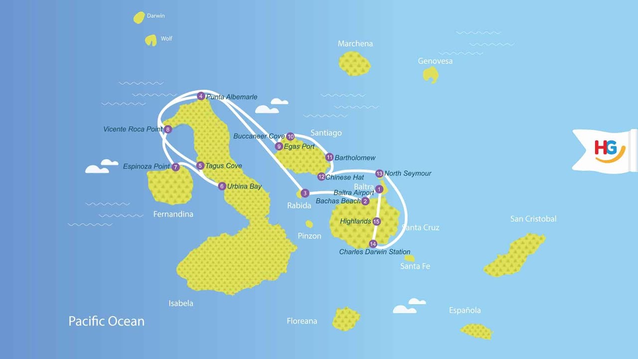 Grand Daphne Yacht 8 Days Itinerary A - Galapagos Islands Cruises 2026
