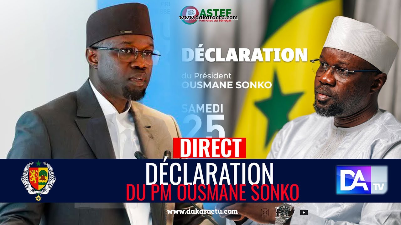 [🛑DIRECT/ URGENT ]  Derni&egrave;re minute - D&eacute;claration du pr&eacute;sident du Pastef, Ousmane Sonko