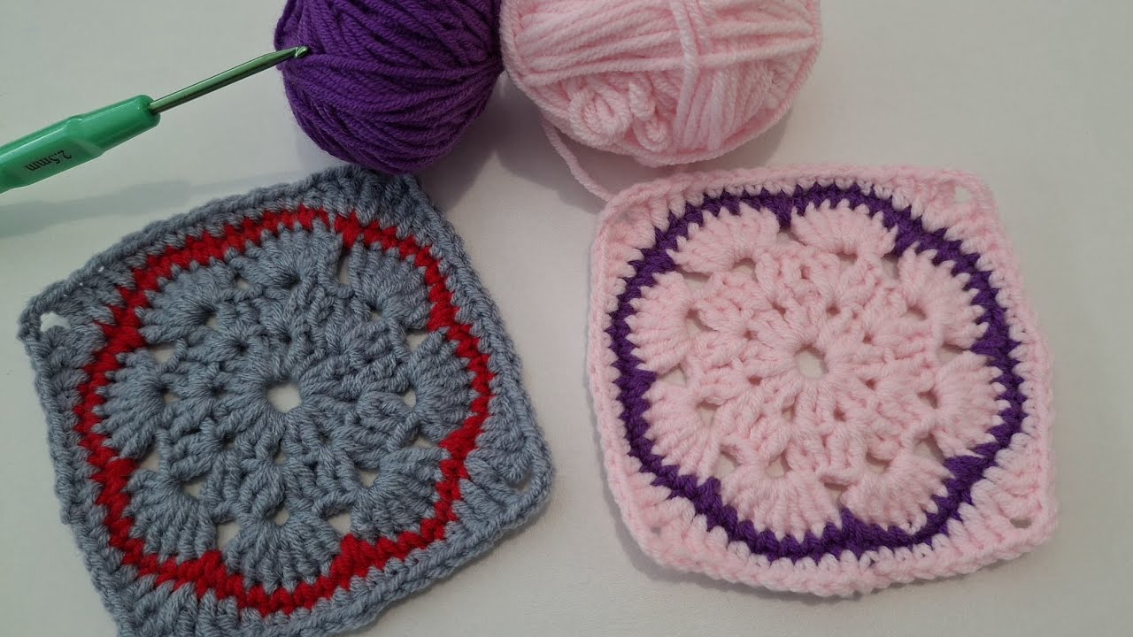 CROCHET FLOWER SQUARE   #crochetlove