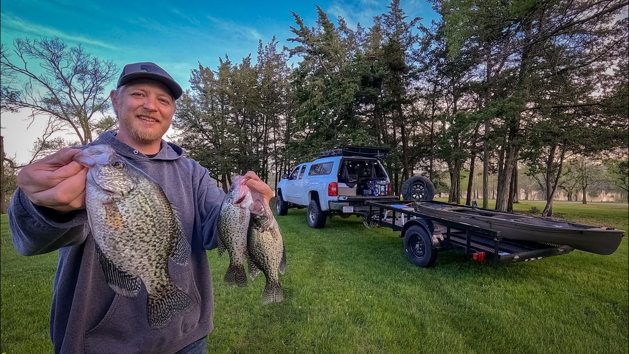 Solo Truck Camping Crappie Catch & Cook - Ran Off The Lake By A Storm!