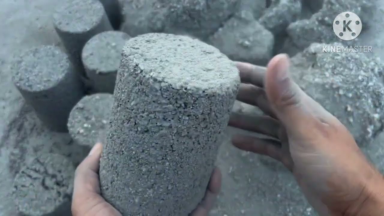 Gritty sand cement floor and water crumbling full satisfying video