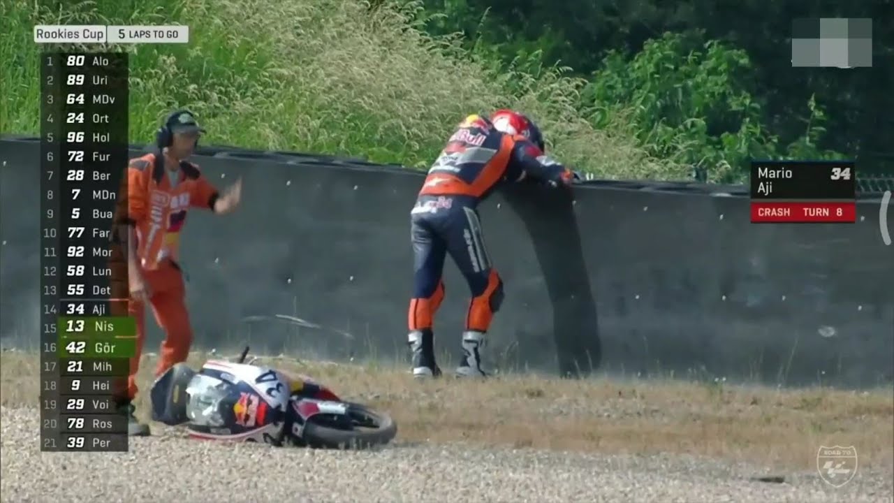 Mario Aji Keluar lintasan & Crash! kondisi riders OK | Red Bull Rookies Cup Sachsenring Round 1