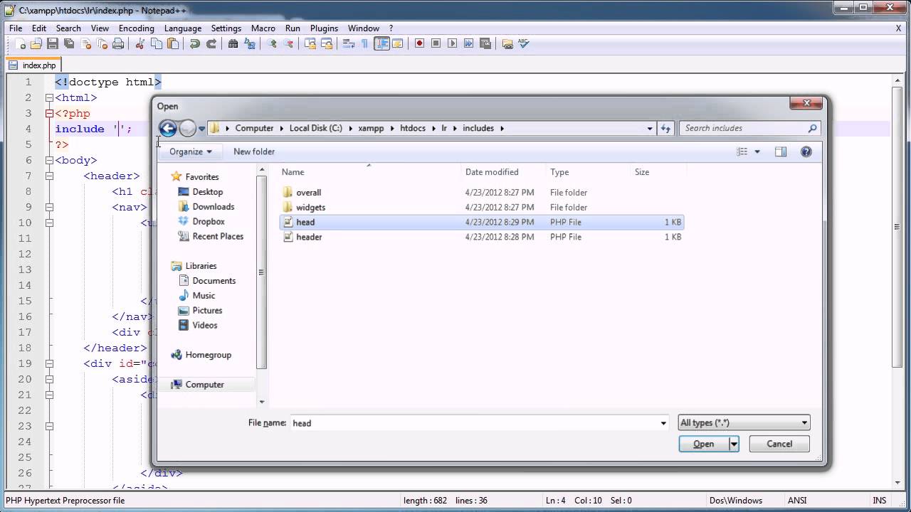 PHP Tutorials: Register & Login (Part 3): Breaking up the Template